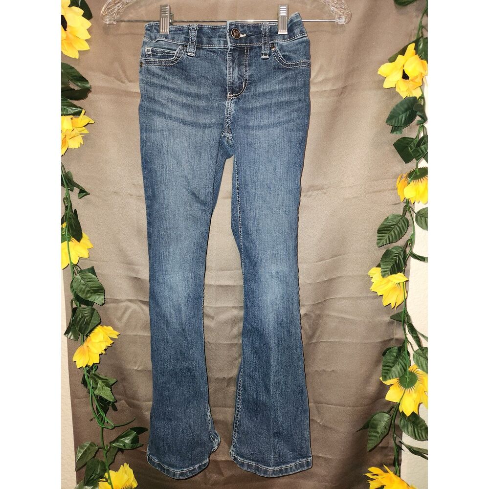 Wrangler Girls Bootcut Jeans Medium Wash Stretch Western Rodeo Size 8 Regular
